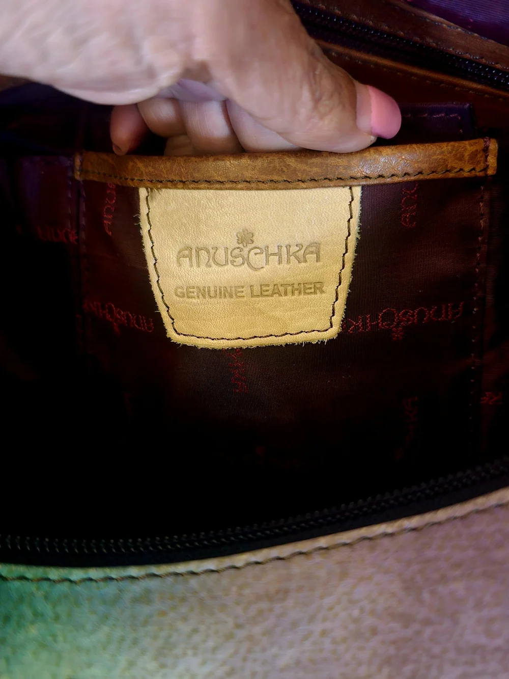 Anuschka Multicolor Butterfly Hobo Shoulder Bag with Brown Strap